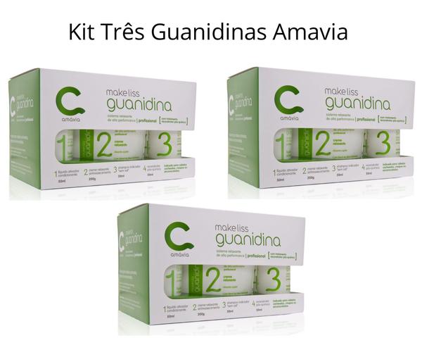 Kit 3 Guanidina Amavia Make Liss Liso Alisamento Relaxamento