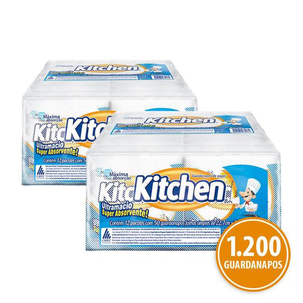 Kit Guardanapo Kitchen Folha Simples 24 Pacotes 22X22 Cm com 50 Folhas Cada