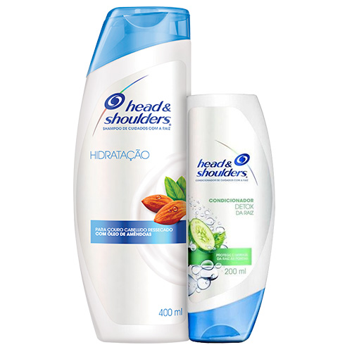 Kit Head & Shoulders Shampoo Feminino Anticaspa Hidratação 400ml + Condicionador Detox da Raiz 200ml