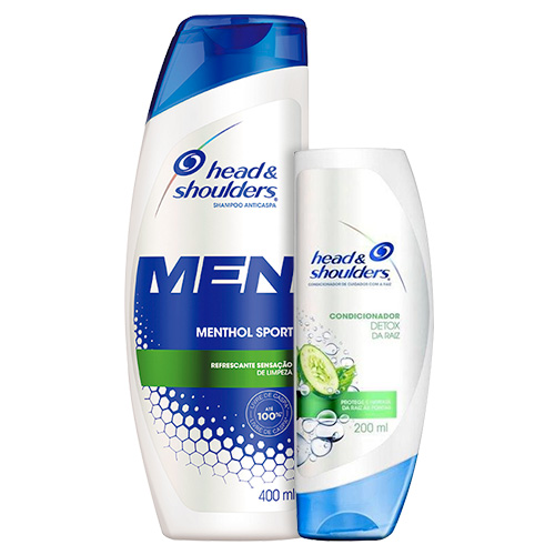Kit Head & Shoulders Shampoo Men Menthol Refrescante 400ml + Condicionador Detox da Raiz 200ml