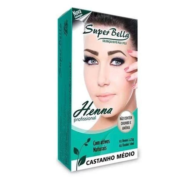 Kit Henna para Sobrancelha Super Bella - Castanho Médio