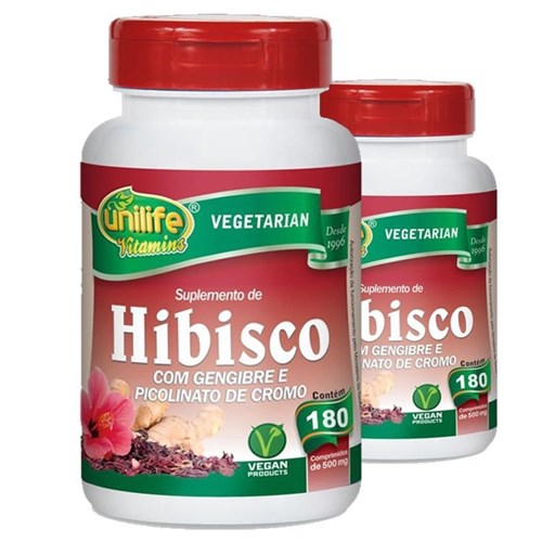 Kit 2 Hibisco com Gengibre 180 Comprimidos Unilife