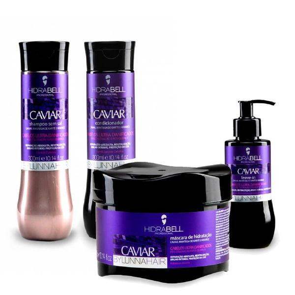 Kit Hidra-caviar Sh Cond Masc e Leave-in 300ml - Hidrabell