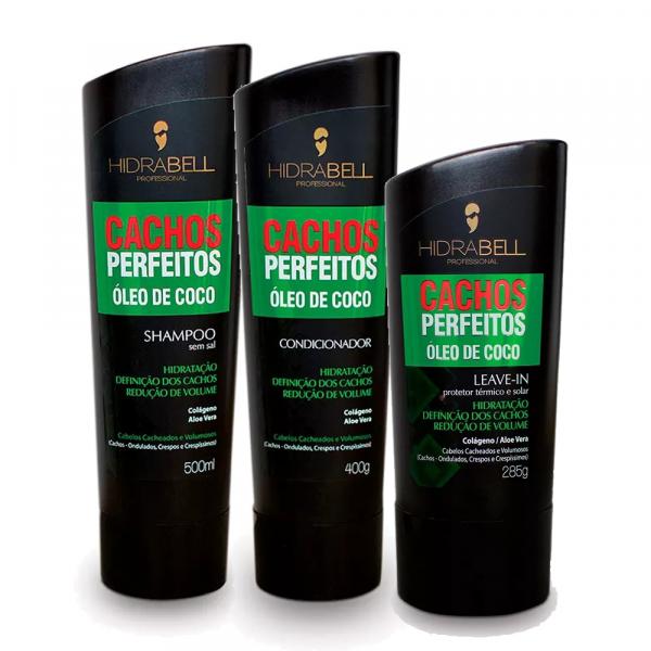 Kit Hidrabell Cachos Perfeitos Shampoo 500ml + Condicionador 400g + Leave-in 285ml