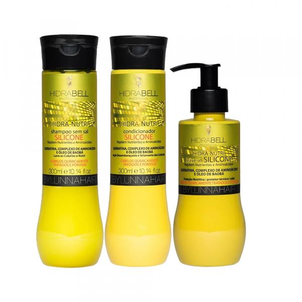 Kit Hidrabell Hidra-nutri Silicone Shampoo 300ml + Condicionador 300ml + Leave-in 220ml