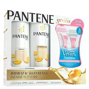 Kit Hidratação Pantene - Shampoo + Condicionador + Gillette Venus Sensitive Kit - 400ml + 400ml + 1 Unidade