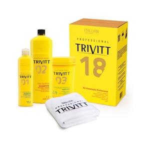 Kit Hidratação Profissional Trivitt Shampoo Antirresíduos, Pós Química e Hidratação