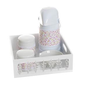 Kit Higiene com Porcelanas e Capa Borboleta Transparente Quarto Bebê Menina