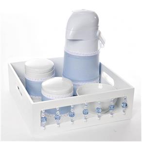Kit Higiene com Porcelanas e Capa Pedra Azul Quarto Bebê Menino