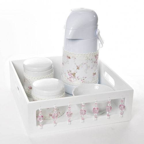 Kit Higiene com Porcelanas e Capa Pedra Rosa Quarto Bebê Menina