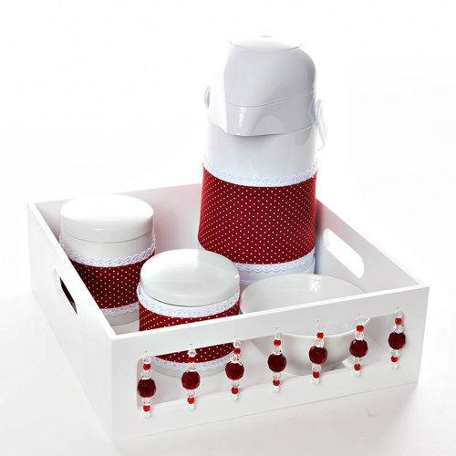Kit Higiene com Porcelanas e Capa Pedra Vermelha Quarto Bebê Menina
