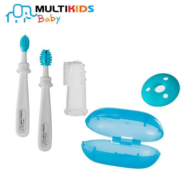 Kit Higiene Oral 3 Estágios Azul Multikids Baby