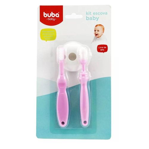 Kit Higiene Oral Massageador Bebê Rosa Buba