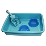 Kit Higienico Para Gatos Mr Pet (bandeja /pá/ Comedouro) Azul