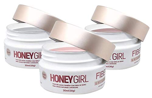 Kit 3 Honey Girl Gel Fiber 3 Construção Pink Clear Nude 30g