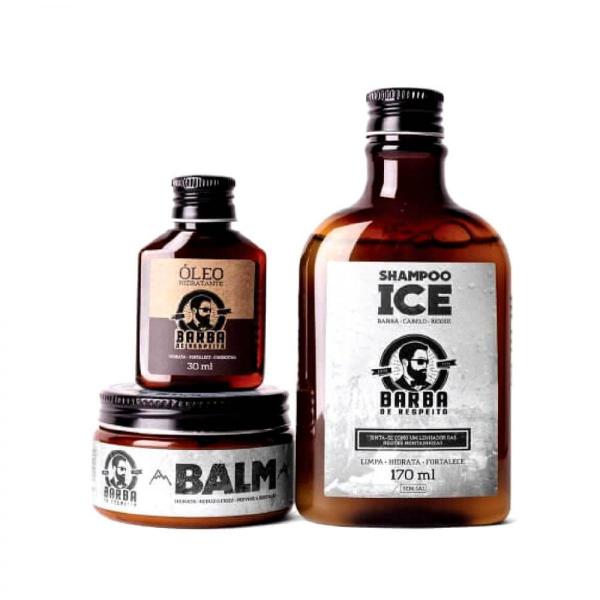 Kit Ice Barba de Respeito Shampoo + Balm + Óleo