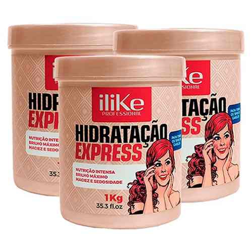 Kit 3 Ilike Professional Mascara Hidratação Express