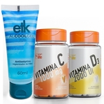Kit Imunidade 3: Vitamina C + D + Álcool 70% Antisséptico 60ml