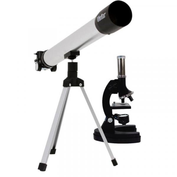Kit Infantil Combinado Telescópio e Microscópio - VIVITAR VIVTELMIC20