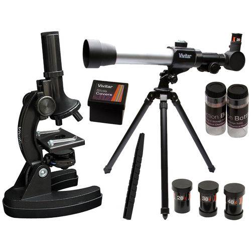 Kit Infantil Vivtelmic20 Combinado Telescópio e Microscópio Vivitar