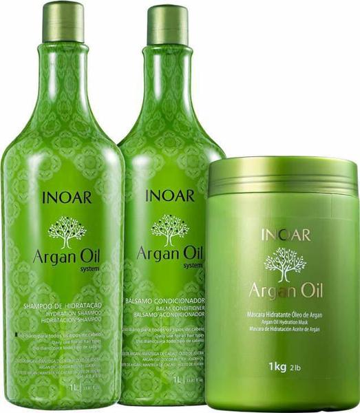 Kit Inoar Argan Oil System e Máscara Hidratante 1kg