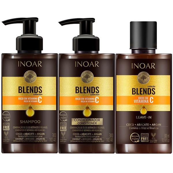 Kit Inoar Blends Shampoo + Condicionador + Leave-in 300ml