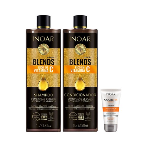 Kit Inoar Blends Vitamina C Shampoo + Condicionador 1000ml Grátis Leave-In Cicatrifios 50ml