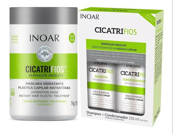 Kit Inoar Cicatrifios Shampoo 250ml + Condicionador 250ml + Máscara 1Kg + Leave In 50g