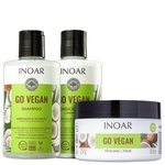 Kit Inoar Go Vegan Hidratação e Nutrição Shampoo e Condicionador 300ml e Máscara 250g