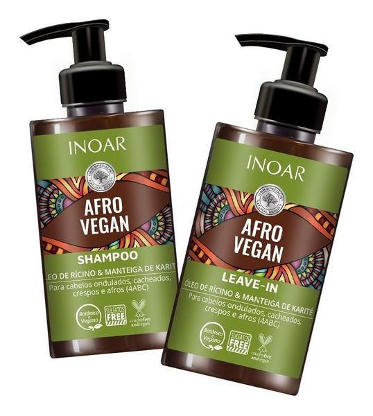 Kit Inoar Shampoo + Leave-in para Cachos Afro Vegan 2x300ml