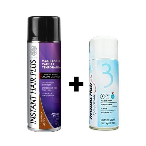 Kit Instant Hair Plus 300ml + Spray Fixador para Cabelos 250ml