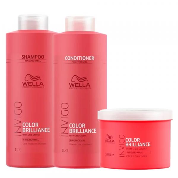 Kit Invigo Color Brilliance Tamanho Profissional Wella - Shampoo + Condicionador + Máscara - Wella Professionals