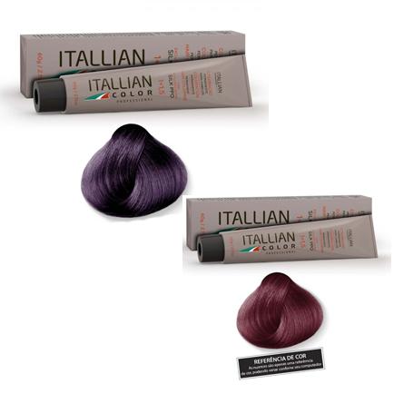 Kit Itallian Color Cor Marsala 6.60 Cereja e 5.20 Vermelho Itallian Hairtech Coloração Permanente