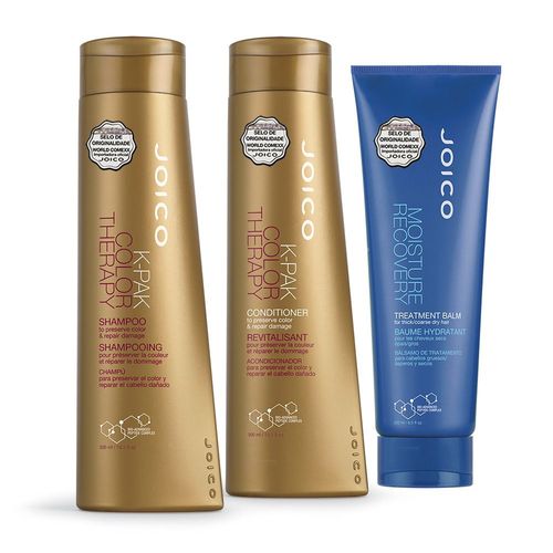 Kit Joico: Shampoo + Condicionador K-pak Color Therapy 300 Ml + Máscara Moisture Recovery 250ml (originais e com Nf)