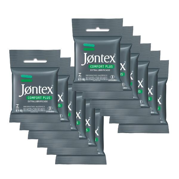 Kit Jontex Preservativo Lubrificado Comfort Plus C/3 - 12 Unid.