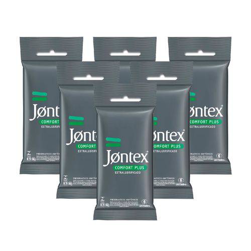 Kit Jontex Preservativo Lubrificado Comfort Plus C/6 - 6 Unid.
