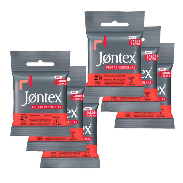 Kit Jontex Preservativo Lubrificado Frutas Vermelhas - 6 Unid.