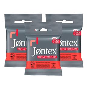 Kit Jontex Preservativo Lubrificado Frutas Vermelhas 3 Un.