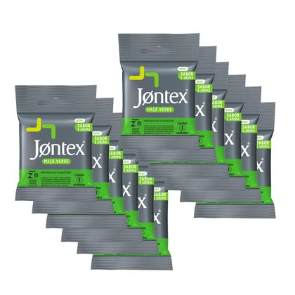Kit Jontex Preservativo Lubrificado Maçã Verde - 12 Unid.