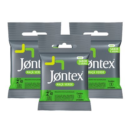 Kit Jontex Preservativo Lubrificado Maçã Verde - 3 Unid.