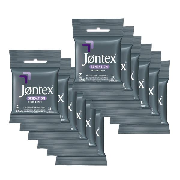 Kit Jontex Preservativo Lubrificado Sensation C/3 - 12 Unid.