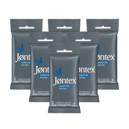 Kit Jontex Preservativo Lubrificado Sensitive C/6 - 6 Unid.