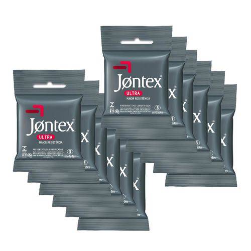 Kit Jontex Preservativo Lubrificado Ultra Resistente C/3 - 12 Unid.
