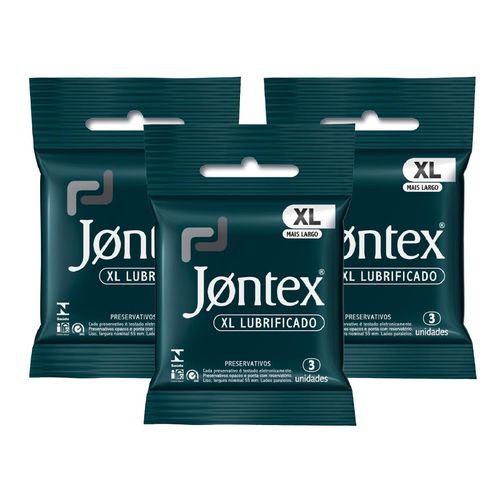 Kit Jontex Preservativo Lubrificado Xl C/3 - 3 Unid.