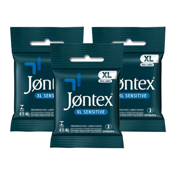 Kit Jontex Preservativo Lubrificado XL Sensitive C/3 - 3 Unid.