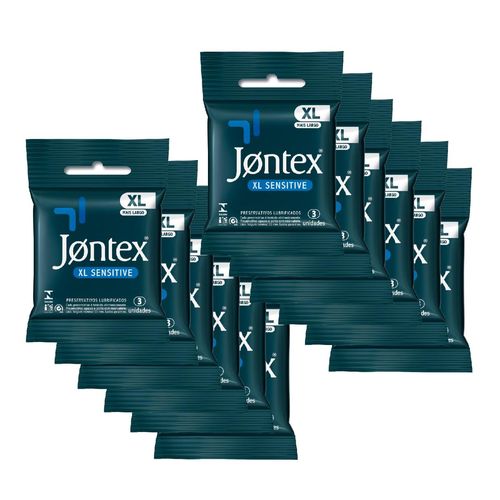 Kit Jontex Preservativo Lubrificado Xl Sensitive C/3 - 12 Unid.