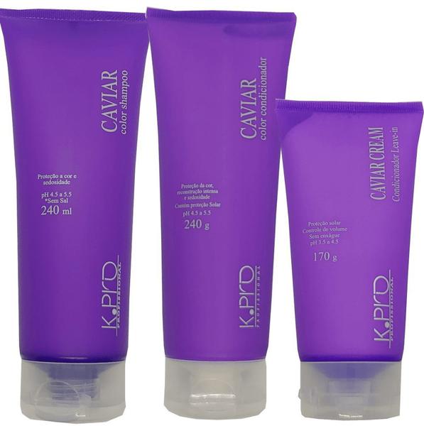 Kit K.Pro Caviar Color Shampoo Condicionador Cream Leave-in
