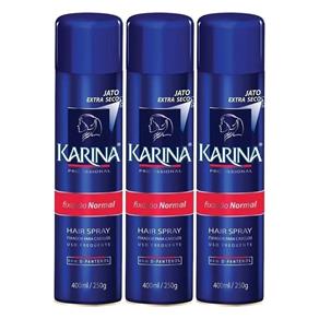 Kit 3 Karina Spray Fixador Hair Fixação Normal - 400ml