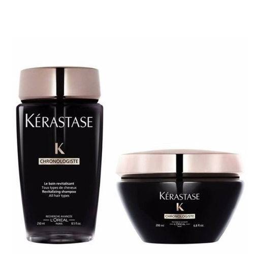 Kit Kerastase Chronologiste Le Bain Shampoo 250ml + Crème de Régénération Máscara 200ml