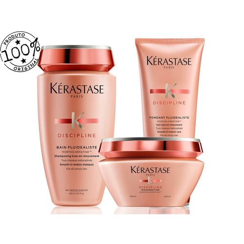 Kit Kérastase Discipline Fluidealiste Shampoo 250ml + Fondant Fluidealiste 200ml + Máscara 200ml (3 Produtos)